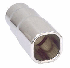 Single SQUARE HOT TIPS Exhaust Tip; 2-1/2" System; 7-1/4" Long; 3" Out-CHROME (Clearance) LAST ONE!