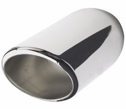 ROUND- Angled HOT TIPS Exhaust Tip; 2-1/2" System; 9" Long; 2-5/8" Out-CHROME (CLEARANCE- Last One!)