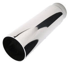 CLEARANCE- ROUND- Straight BIG WAZOO Exhaust Tip; 3" System; 12" Long; 3-1/2" Out-CHROME