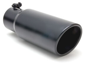 EXHAUST TIP BOLT-ON; SATIN BLACK; 4" I.D. X 5" X 12" ROLLED ANGLE (CLEARANCE)