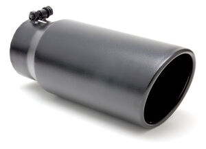 EXHAUST TIP BOLT-ON; GLOSSY BLACK; 4" I.D. X 5" X 15" ROLLED ANGLE