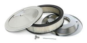 MUSCLE CAR-STYLE Air Cleaner Set; 14 in. Dia, 3 in. Tall, 5-1/8 in. Neck-CHROME