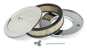 MUSCLE CAR-STYLE Air Cleaner Set; 10 in. x 2-1/8 in. Tall, 5-1/8 in. Neck-CHROME