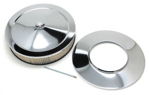 14 in. X 3 in. MUSCLE CAR-STYLE AIR CLEANER SET; DOMINATOR BASE; CHROME