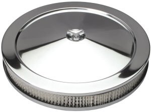 MUSCLE CAR-STYLE Air Cleaner Set; 14 in. x 2-1/8 in. Tall, 5-1/8 in. Neck-CHROME
