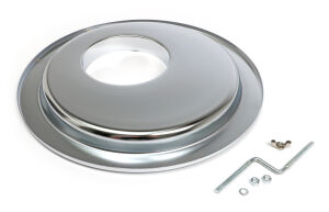 FLAT, OFFSET Air Cleaner Base (GM w/Large HEI);14 in. dia; 5-1/8 in. Neck-CHROME