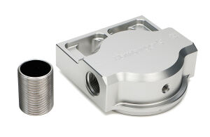 SINGLE Remote Oil Filter Base; Fits PH3786; Flows Left to Right- Billet Aluminum