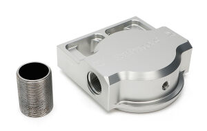 SINGLE Remote Oil Filter Base; Fits PH3786; Flows Right to Left- Billet Aluminum