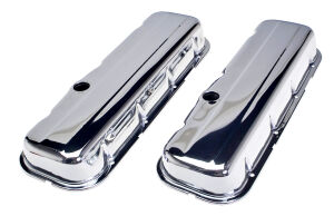 TRADITIONAL Design Valve Covers; SHORT; 1965-2000 BB Chevy 396-502-CHROME