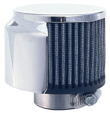 3 in. Tall CLAMP-ON Style Breather w/HOOD; 1-1/2 in. Tube; Cotton Filter-CHROME