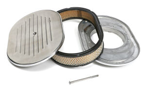 Oval Air Cleaner Set PINSTRIPE (Ball-Milled); 8-3/8 in. x 12 in. Length-ALUMINUM