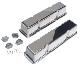 Polished Aluminum Valve Covers; TALL; 1958-1986 SB CHEVROLET- Plain (no holes)