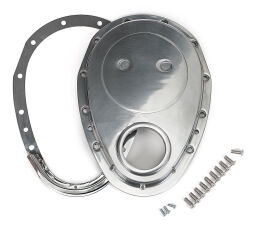 2 PC. ALUMINUM TIMING COVER KIT; SB CHEVY 283-350, 4.3L V6