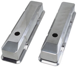 BEVELED EDGE, Aluminum Valve Covers; TALL; PLAIN; 1958-1986- SB CHEVROLET