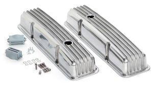 FINNED-STYLE Retro Valve Covers; SHORT; 1958-1986 CHEVROLET 283-350- ALUMINUM