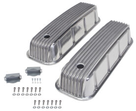 FINNED-STYLE Retro Valve Covers; TALL; 1965-2000 CHEVROLET 396-454- ALUMINUM