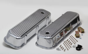 Finned Aluminum Valve Covers With Hole; BB Chevy 396-502 V8S 1965-95