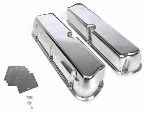 TALL VALVE COVERS; SB FORD; PLAIN POLISHED ALUMINUM- NO HOLES