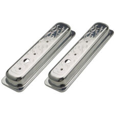 BALL-MILLED Aluminum Valve Covers; SHORT; FLAMES- 1987-1999- CHEVROLET 5.0/5.7L