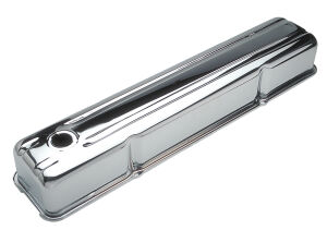 TRADITIONAL Design Valve Covers; SHORT; 1950-1962 Chevy 235 L6-CHROME