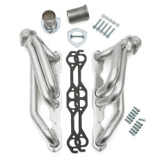 HD Silver Mid-Length Swap Headers, Angle Plug SB Chevy in 2WD S10