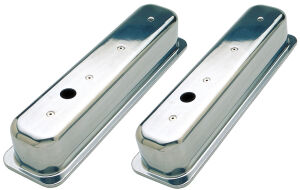 PLAIN Aluminum Valve Covers; TALL; PLAIN- 1987-1999- SB CHEVROLET 5.0/5.7L