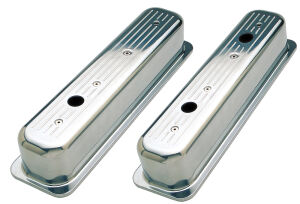 BALL-MILLED Aluminum Valve Covers; TALL; PINSTRIPES; 1987-1999 SB CHEVROLET