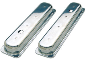 BALL-MILLED Aluminum Valve Covers; SHORT; PLAIN- 1987-99- SB CHEVROLET 5.0/5.7L