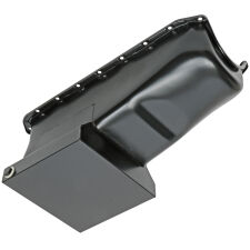 SB CHEVY 283-350 ('55-79) STEEL ENGINE OIL PAN WITH KICKOUTS- BLACK FINISH