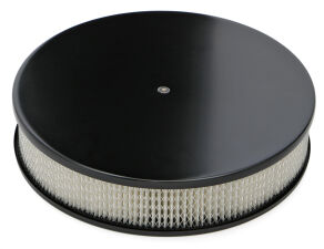 14 IN. ROUND ALUMINUM/STEEL AIR CLEANER SET; 3 IN. TALL; PLAIN- BLACK FINISH