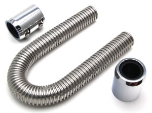 24 in. STAINLESS STEEL RADIATOR HOSE KIT- POLISHED ALUMINUM ENDS