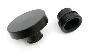 PUSH-IN Style Oil Cap; 1-1/4 in. Neck- ASPHALT BLACK Powder Coated (ALUMINUM)