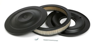 AIR CLEANER - FLAT BASE- 14 in. X 3 in. FILTER - POWDER COAT ASPHALT BLACK