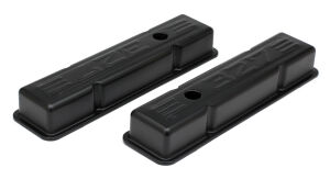 CHEVY 327 LOGO SHORT ASPHALT BLACK POWDER COATED VALVE COVERS