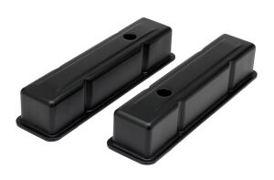 CHEVY 283-400 TALL ASPHALT BLACK POWDER COATED VALVE COVERS- UNBAFFLED