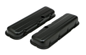 CHEVY 396-502 SHORT ASPHALT BLACK POWDER COATED BAFFLED VALVE COVERS