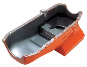 1980-85 Chevy 283-350 STREET/STRIP Oil Pan (7 Qt); 8-1/4 in. Deep- ORANGE