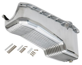 Finned ALUMINUM, OEM-Style Oil Pan; 4 Qt Capacity- 1955-79 SB Chevy 283-350