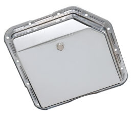 TH350-CHROME Transmission Pan; Stock Capacity; Stock Depth; PLAIN Bottom