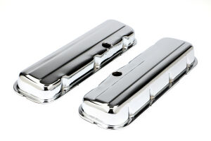 TRADITIONAL Design Valve Covers; SHORT; 1965-2000 BB Chevy 396-502-CHROME