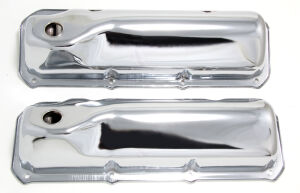 TRADITIONAL Design Valve Covers; STOCK; FORD 351C, 351M, 400M, BOSS 302-CHROME