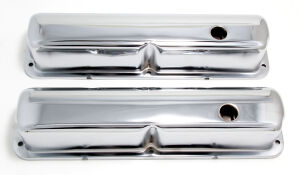 O.E.M. Style Valve Covers; Stock Height; FORD 352-428 FE Engine- CHROME