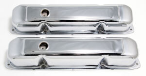 TRADITIONAL Design Valve Covers; SHORT; CHRYSLER 383, 426, 440-CHROME