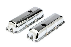 TRADITIONAL Design Valve Covers; SHORT; 1980-1989 Chevy 2.8L V6-CHROME