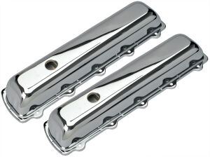 TRADITIONAL Design Valve Covers; SHORT; 1964-1988 OLDS 330-455-CHROME