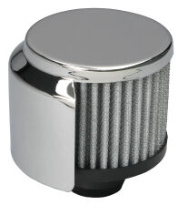 3 in. Tall PUSH-IN Style Breather w/HOOD; Cotton Filter; 1-1/4 in. Hole-CHROME