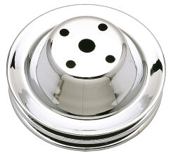 WATER PUMP Pulley; 2 Groove; 1969-1985 CHEVROLET 283-350; LONG Water Pump-CHROME