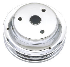 CRANKSHAFT Pulley; 2 Groove; CHEVROLET 283-350; LONG Water Pump-CHROME