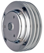 CRANKSHAFT Pulley; 3 Groove; CHEVROLET 283-350; LONG Water Pump-CHROME