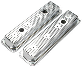 TRADITIONAL Design Valve Covers; SHORT; 5.0-5.7L Chevy 1987-99-CHROME